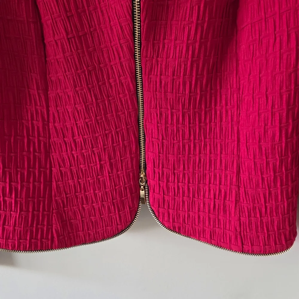 Frank Lyman Design 10 Modern Contemporary Textured Exposed Zipper  Knit Jacket - Picture 8 of 13